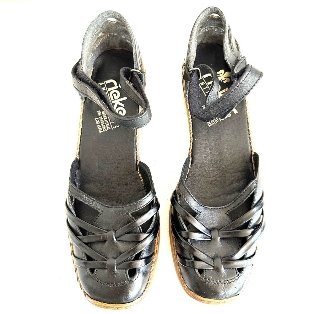 Rieker Womens leather slip on sandal strap shoes size EU 39